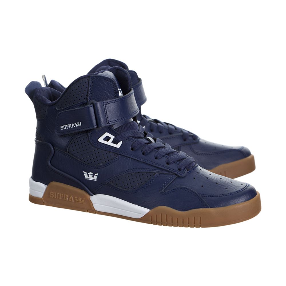 Baskets Montantes Supra Bleeker Bleu Blue Nights/White-Light Gum Homme | GTH-77364647